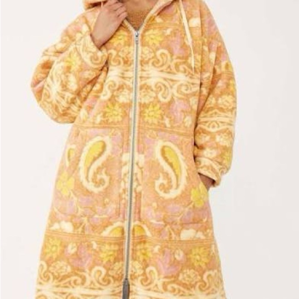 Free People Cozy Printed Blanket Coat XS